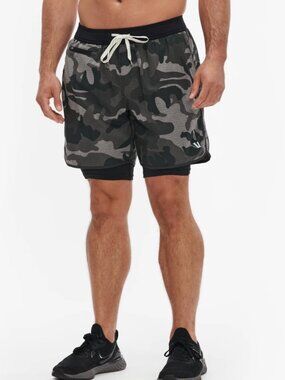 Vuori Men's Stockton Shorts S Camo Lined Training Running V346 Drawcord Stretch